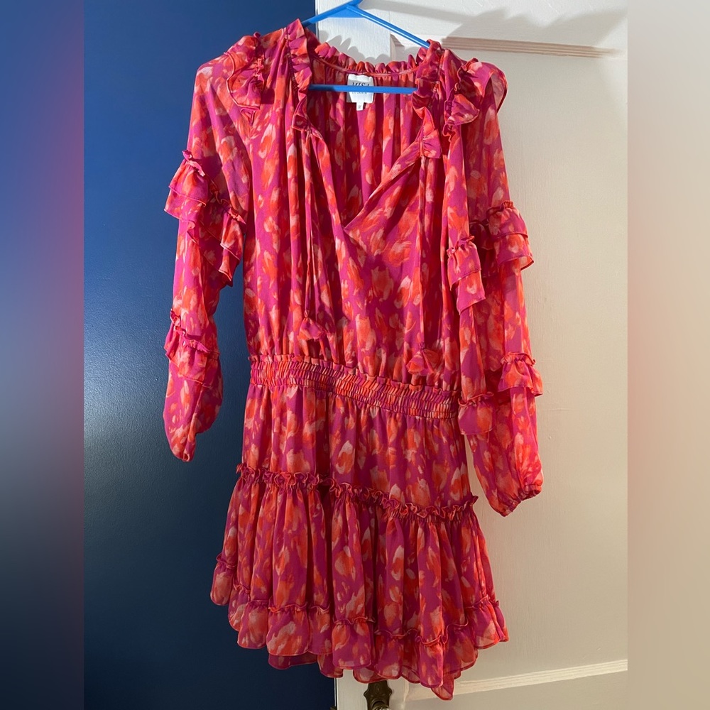 Beautiful mini Misa Los Angeles pink and orange dress.